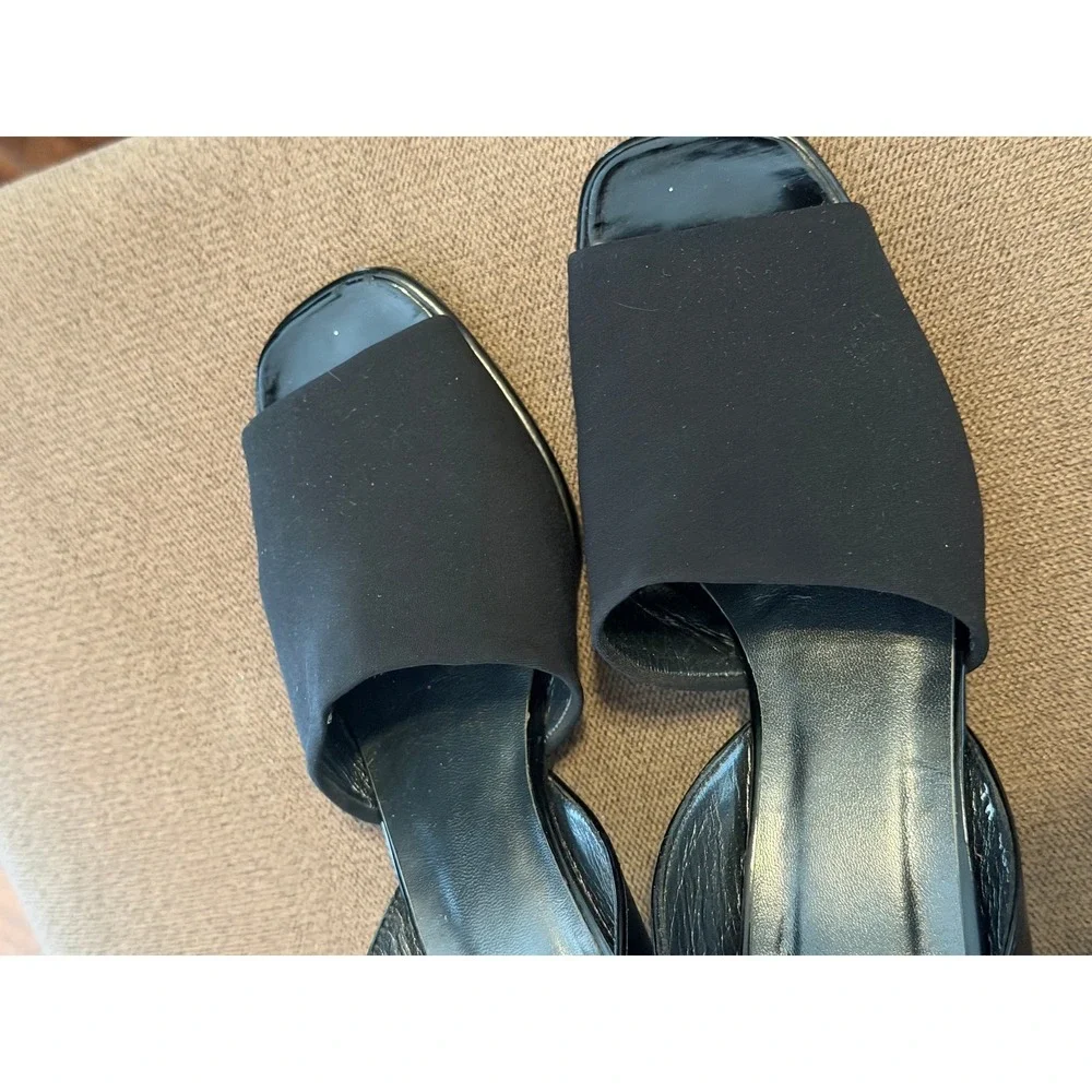 Stuart Weitzman Black Slingback Block Heel Sandals Women's Size 7.5 M 40545
